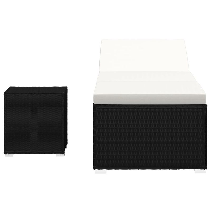 Casa si Gradina - Gradina si terasa - Mobilier exterior - Scaune si sezlonguri gradina - Sezlong cu perna si masuta de ceai, negru, poliratan - Infinity.ro