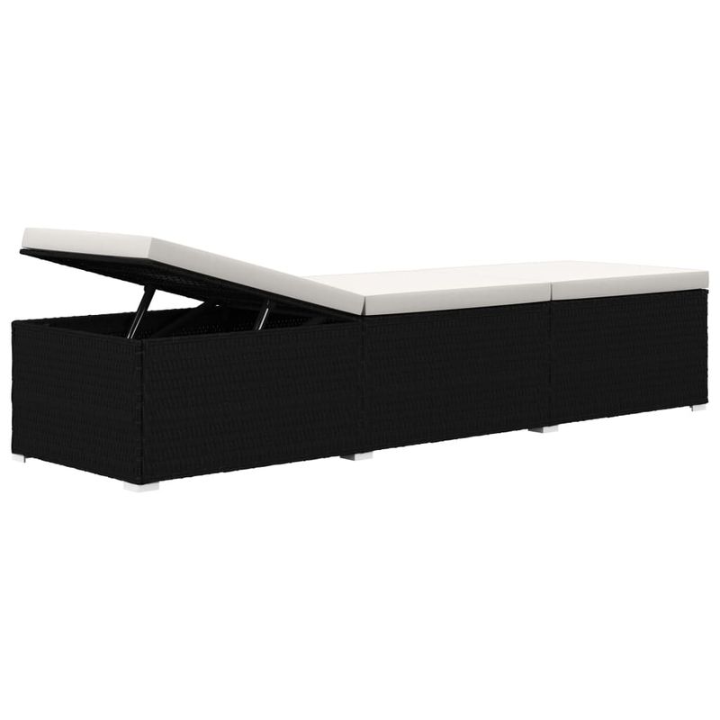 Casa si Gradina - Gradina si terasa - Mobilier exterior - Scaune si sezlonguri gradina - Sezlong cu perna si masuta de ceai, negru, poliratan - Infinity.ro