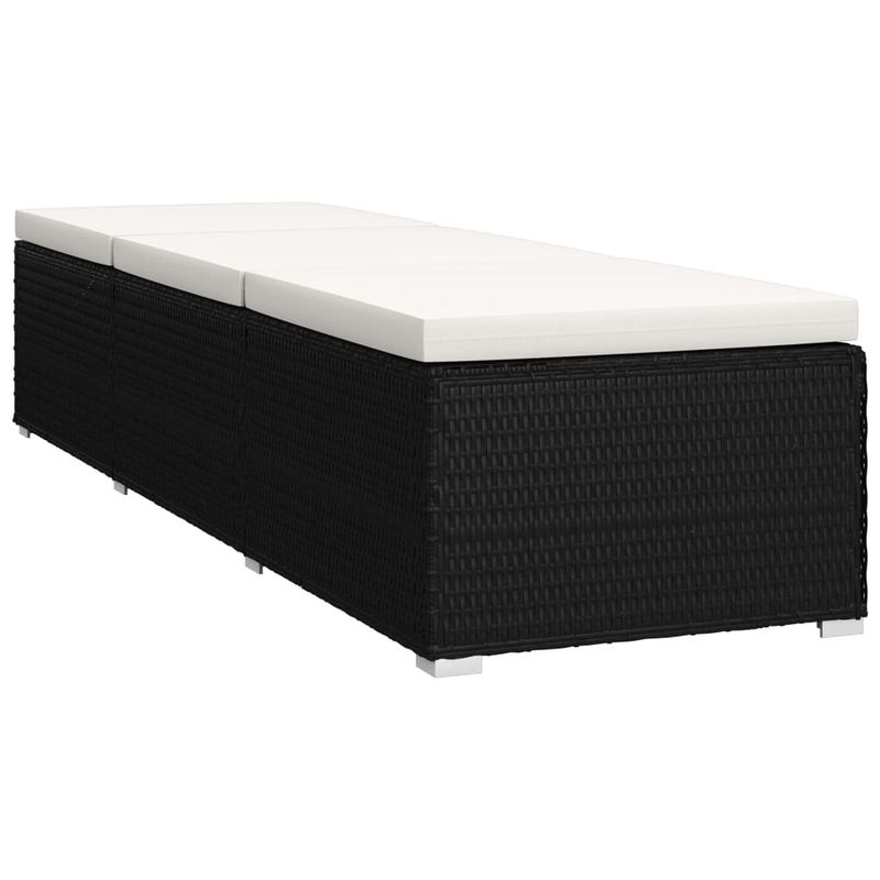 Casa si Gradina - Gradina si terasa - Mobilier exterior - Scaune si sezlonguri gradina - Sezlong cu perna si masuta de ceai, negru, poliratan - Infinity.ro