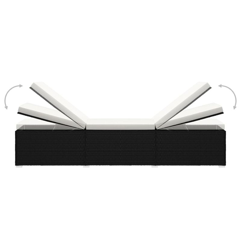 Casa si Gradina - Gradina si terasa - Mobilier exterior - Scaune si sezlonguri gradina - Sezlong cu perna si masuta de ceai, negru, poliratan - Infinity.ro