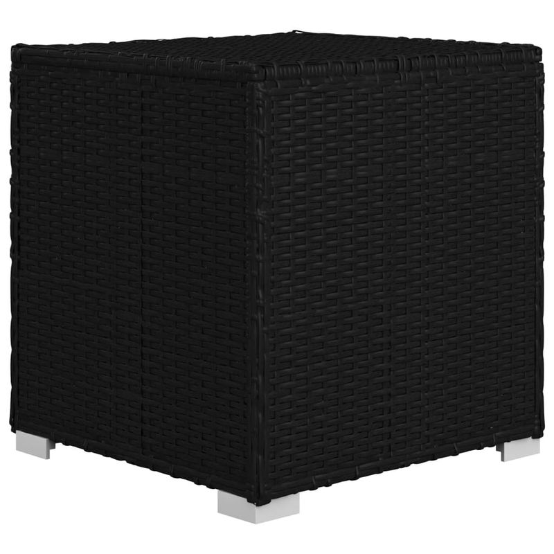 Casa si Gradina - Gradina si terasa - Mobilier exterior - Scaune si sezlonguri gradina - Sezlong cu perna si masuta de ceai, negru, poliratan - Infinity.ro