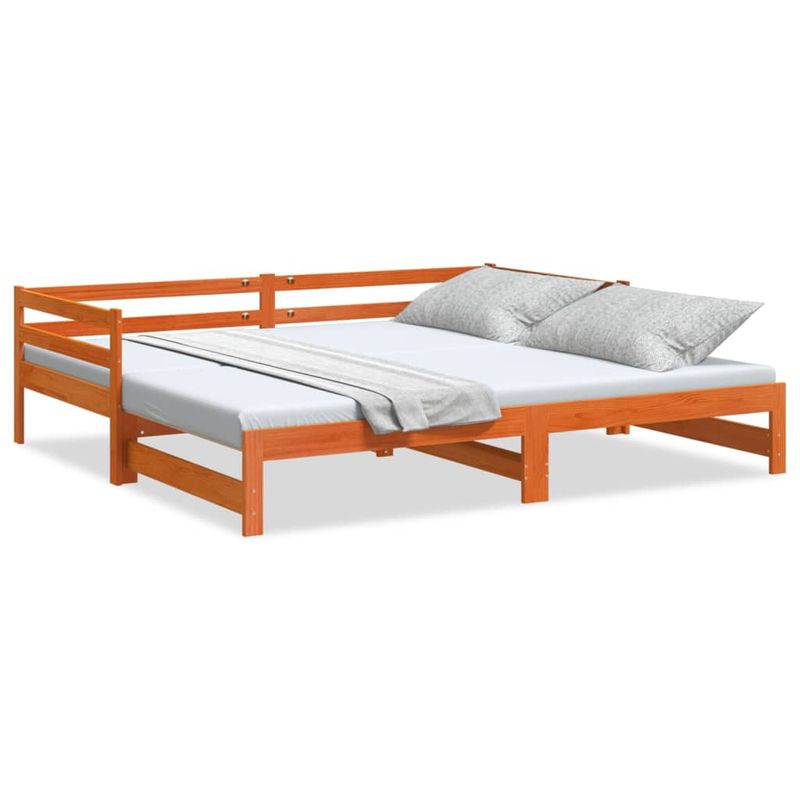 Casa si Gradina - Mobilier - Paturi si accesorii - Paturi - Pat de zi cu extensie, maro ceruit, 80x200cm, lemn masiv de pin - Infinity.ro