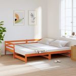 Casa si Gradina - Mobilier - Paturi si accesorii - Paturi - Pat de zi cu extensie, maro ceruit, 80x200cm, lemn masiv de pin - Infinity.ro