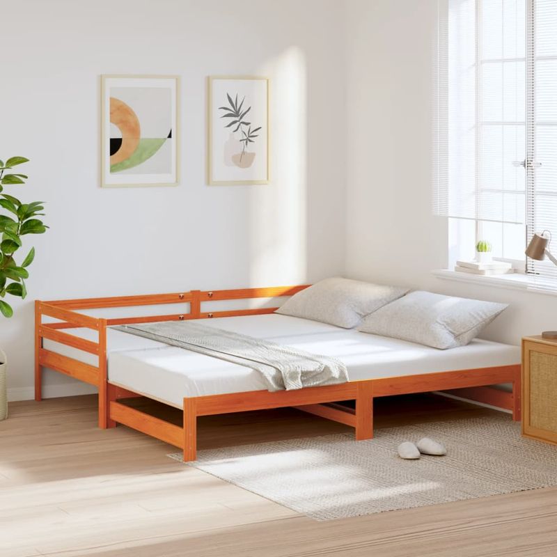 Casa si Gradina - Mobilier - Paturi si accesorii - Paturi - Pat de zi cu extensie, maro ceruit, 80x200cm, lemn masiv de pin - Infinity.ro