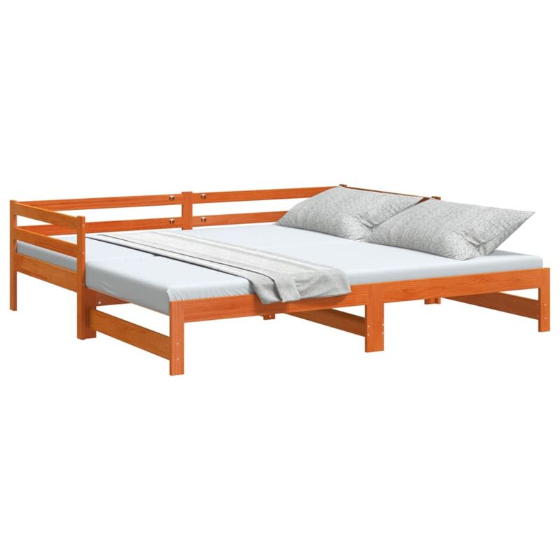 Casa si Gradina - Mobilier - Paturi si accesorii - Paturi - Pat de zi cu extensie, maro ceruit, 80x200cm, lemn masiv de pin - Infinity.ro