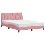 Casa si Gradina - Mobilier - Paturi si accesorii - Paturi - Pat cu saltea, roz, 140x190 cm, catifea - Infinity.ro