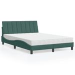 Casa si Gradina - Mobilier - Paturi si accesorii - Paturi - Pat cu saltea, verde inchis, 140x190 cm, catifea - Infinity.ro