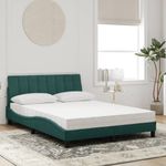 Casa si Gradina - Mobilier - Paturi si accesorii - Paturi - Pat cu saltea, verde inchis, 140x190 cm, catifea - Infinity.ro