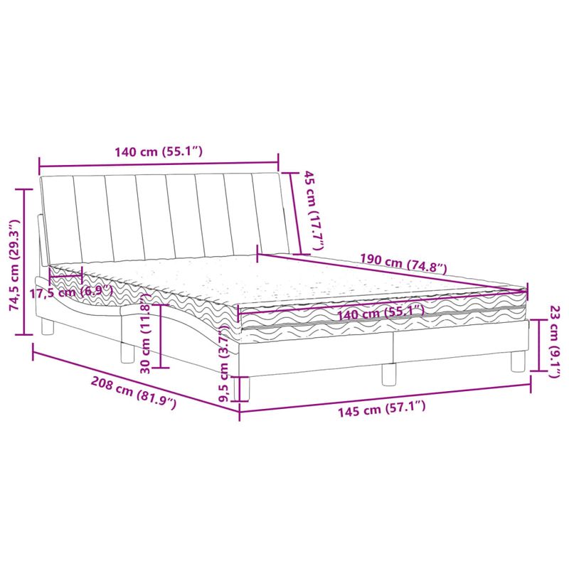 Casa si Gradina - Mobilier - Paturi si accesorii - Paturi - Pat cu saltea, verde inchis, 140x190 cm, catifea - Infinity.ro