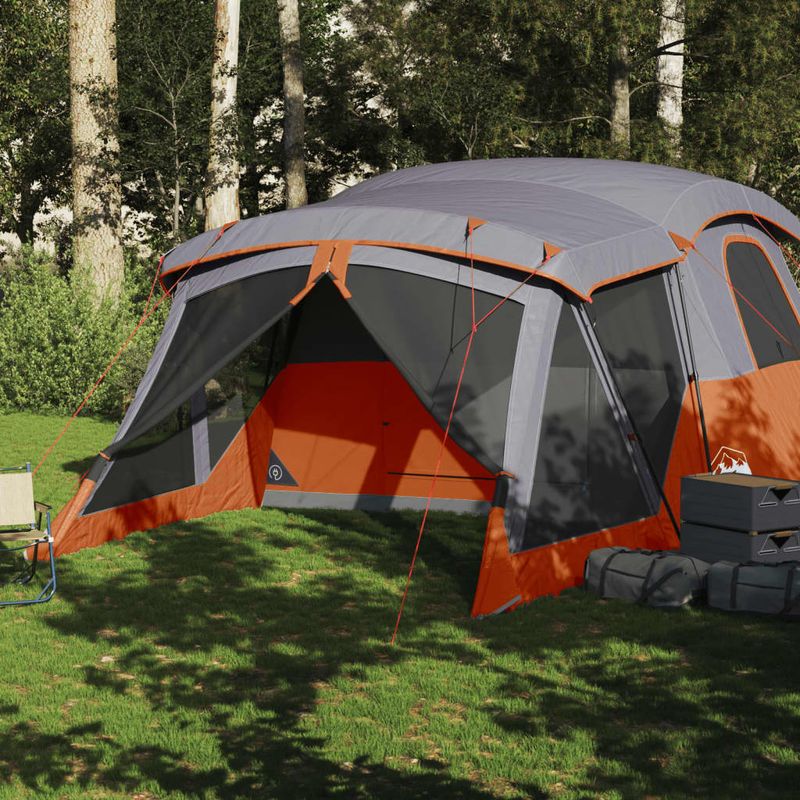 Sport si Outdoor - Camping - Corturi camping - Cort camping cu veranda 4 persoane, gri/portocaliu, impermeabil - Infinity.ro