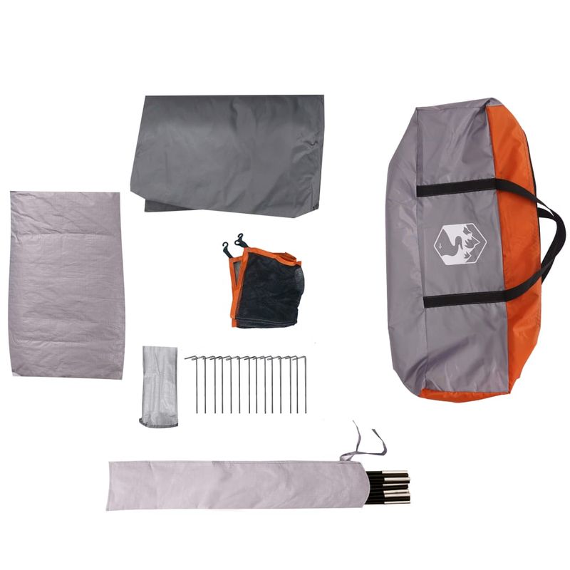 Sport si Outdoor - Camping - Corturi camping - Cort camping cu veranda 4 persoane, gri/portocaliu, impermeabil - Infinity.ro