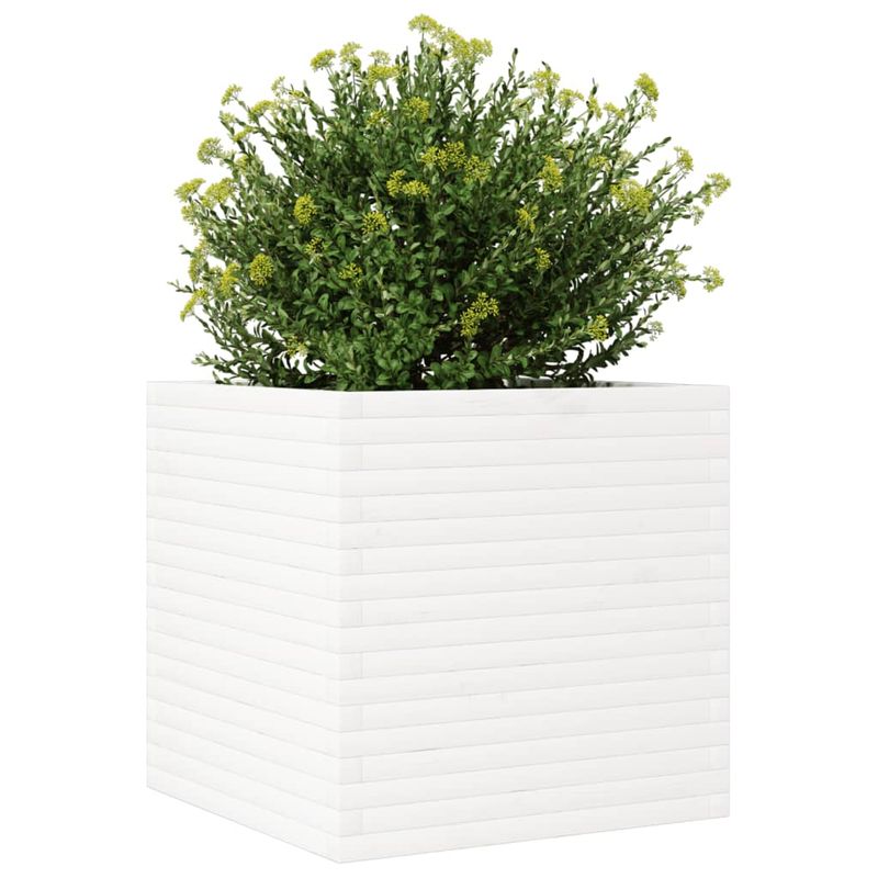 Casa si Gradina - Gradinarit si plante - Plante si ghivece - Ghivece si suporturi - Jardiniera de gradina, alb, 70x70x68,5 cm, lemn masiv de pin - Infinity.ro