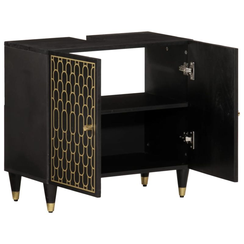 Casa si Gradina - Mobilier - Mobilier baie - Comode baie - Dulap pentru chiuveta de baie, 62x33x58 cm, lemn masiv de mango, negru - Infinity.ro
