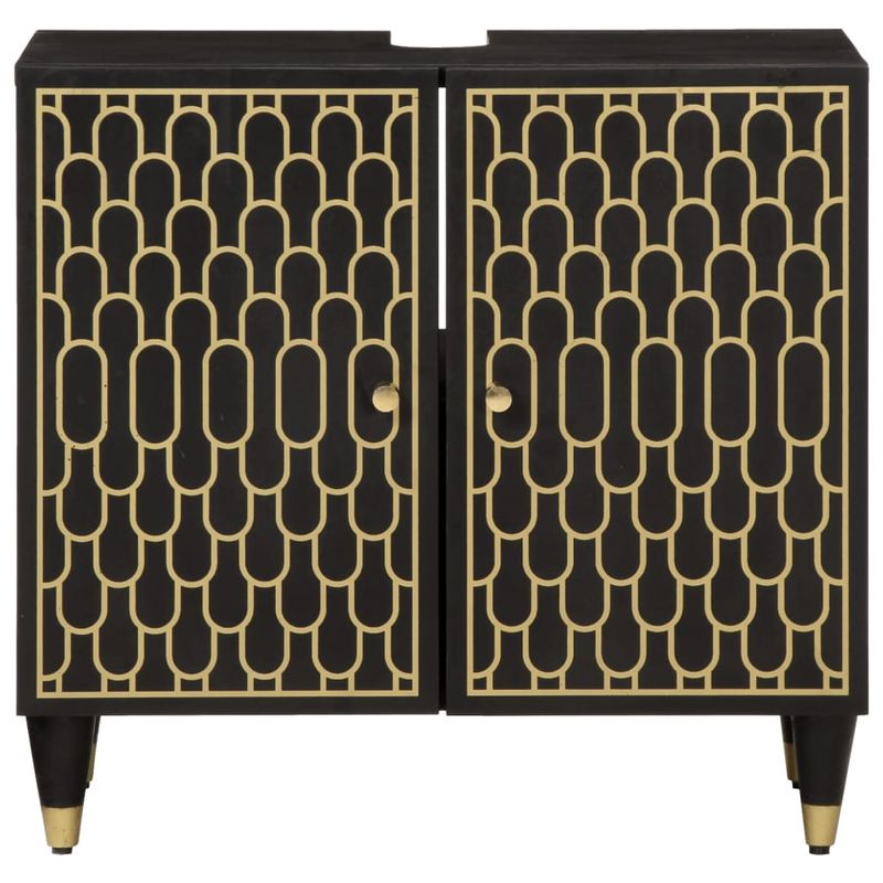 Casa si Gradina - Mobilier - Mobilier baie - Comode baie - Dulap pentru chiuveta de baie, 62x33x58 cm, lemn masiv de mango, negru - Infinity.ro