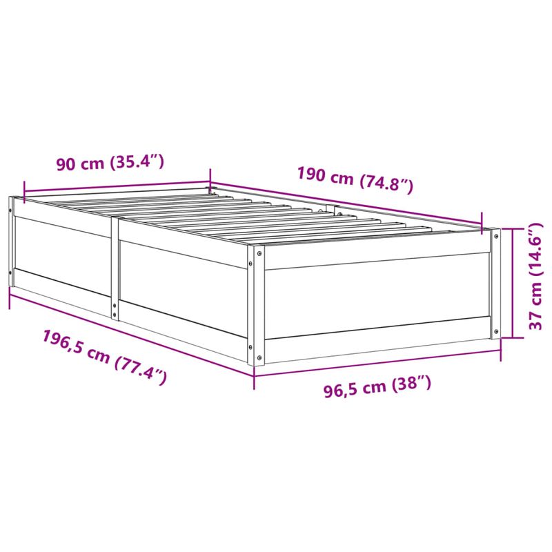 Casa si Gradina - Mobilier - Paturi si accesorii - Paturi - Cadru de pat, 90x190 cm, lemn masiv de pin - Infinity.ro