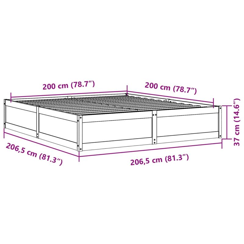 Casa si Gradina - Mobilier - Paturi si accesorii - Paturi - Cadru de pat, maro ceruit, 200x200 cm, lemn masiv de pin - Infinity.ro