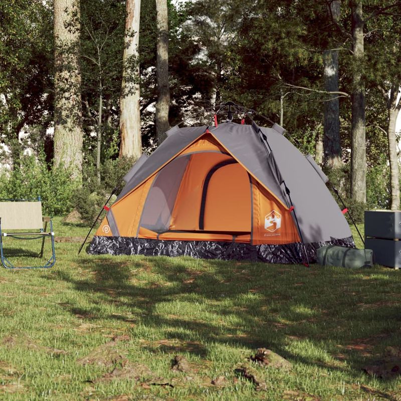 Sport si Outdoor - Camping - Corturi camping - Cort camping cupola 2 persoane, gri/portocaliu, setare rapida - Infinity.ro