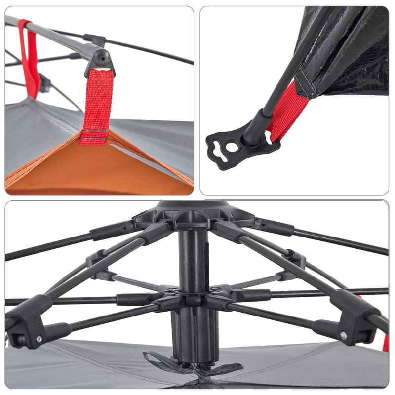 Sport si Outdoor - Camping - Corturi camping - Cort camping cupola 2 persoane, gri/portocaliu, setare rapida - Infinity.ro