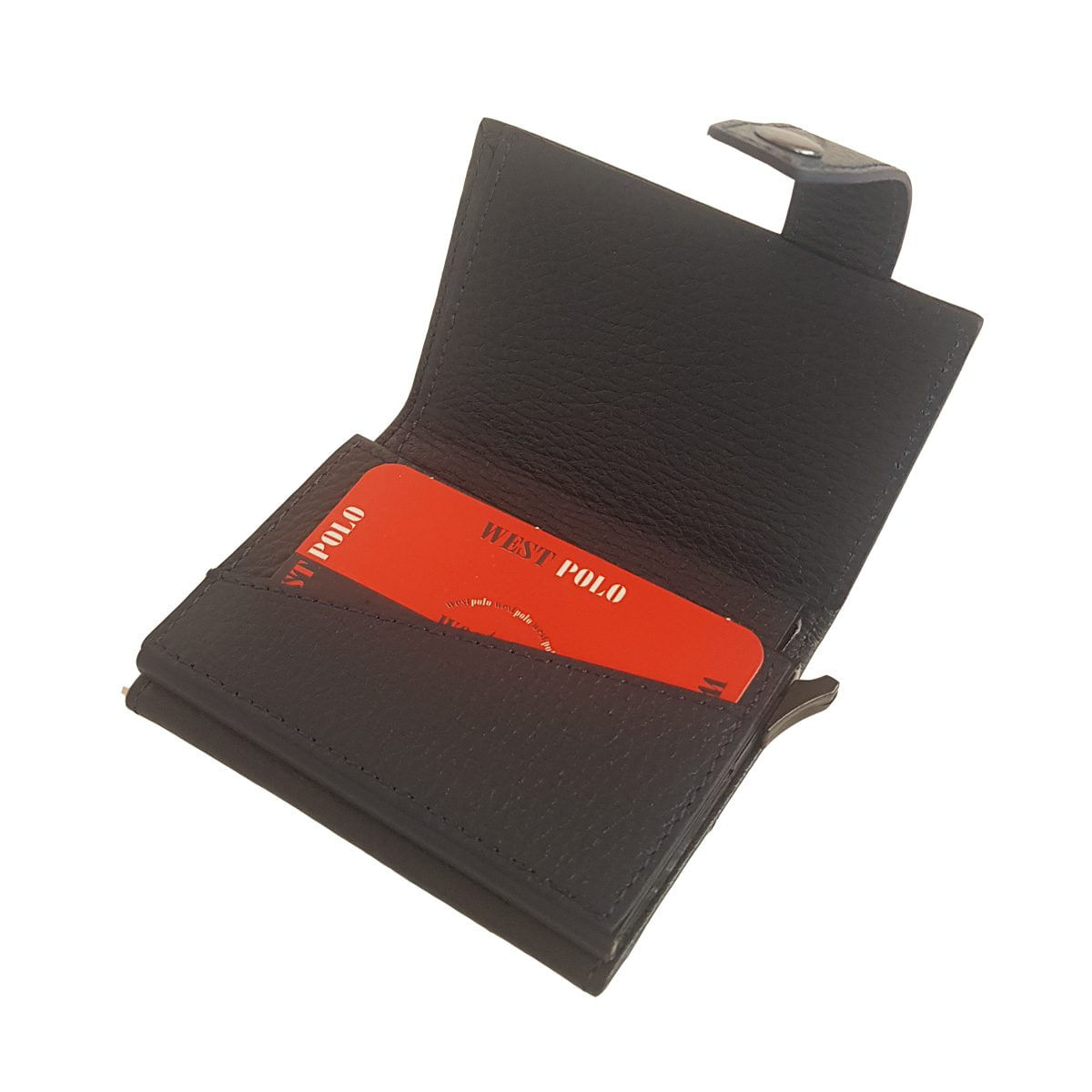 Portofel Intelligent din Piele pentru Barbati, cu fermoar pentru monede si bancnote, West Polo, Blocare RFID, Bluemarin