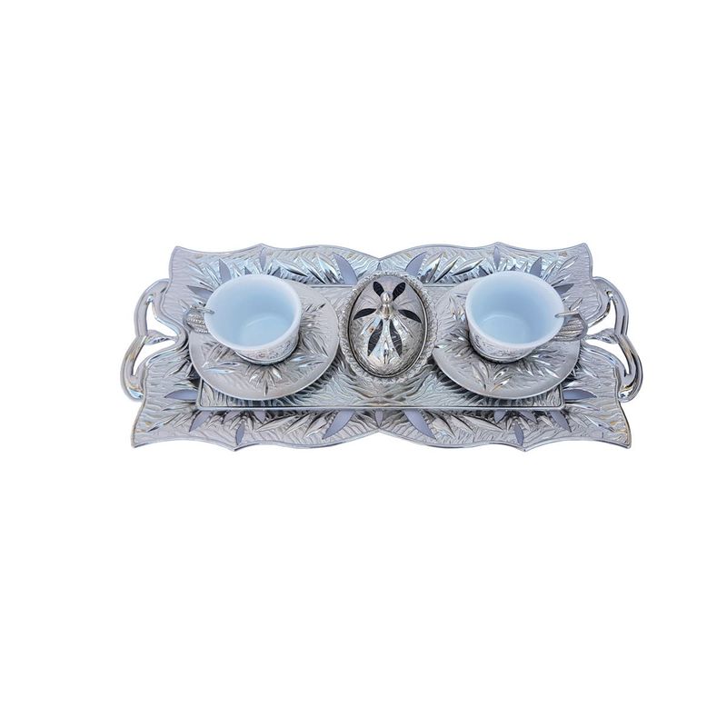 Casa si Gradina - Bucatarie si vesela - Cani si pahare - Cani si cesti - Set cafea turceasca cu desen LOVE, 11 piese, Sena, argintiu - Infinity.ro