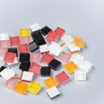 Jucarii, Copii si Bebe - Jucarii si jocuri - Jucarii & jocuri educative - Seturi de artizanat - Set 35 pietre decorative de mozaic din sticla Crisalida, 10 x 10 mm, Negru si roz - Infinity.ro