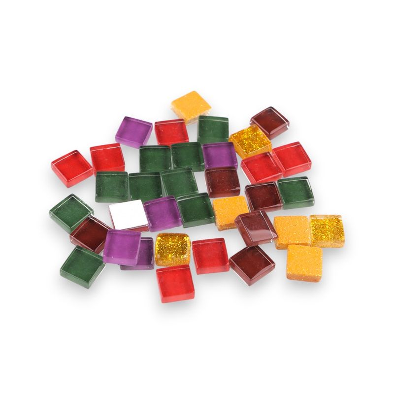 Jucarii, Copii si Bebe - Jucarii si jocuri - Jucarii & jocuri educative - Seturi de artizanat - Set 35 pietre decorative de mozaic din sticla Crisalida, 10 x 10 mm, Verde inchis - Infinity.ro