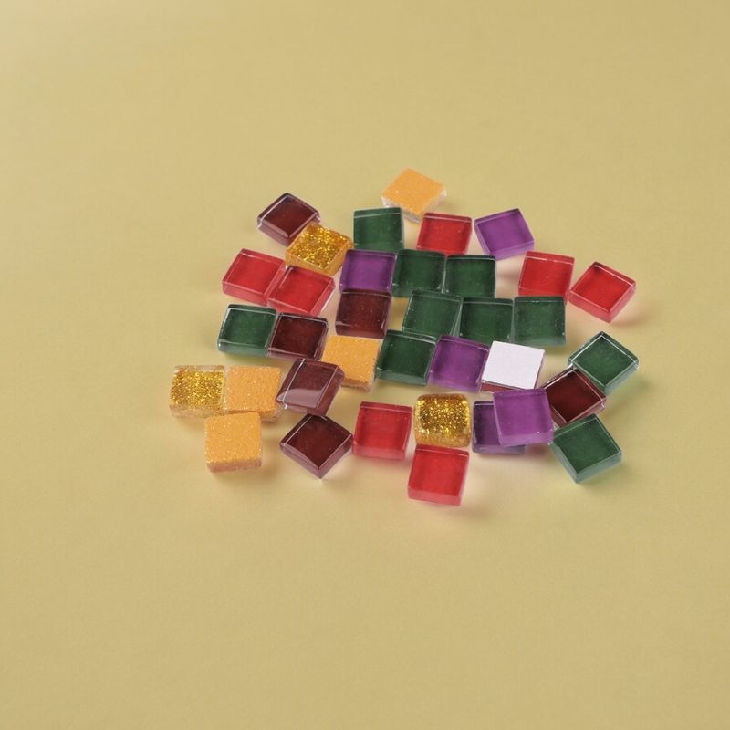 Jucarii, Copii si Bebe - Jucarii si jocuri - Jucarii & jocuri educative - Seturi de artizanat - Set 35 pietre decorative de mozaic din sticla Crisalida, 10 x 10 mm, Verde inchis - Infinity.ro