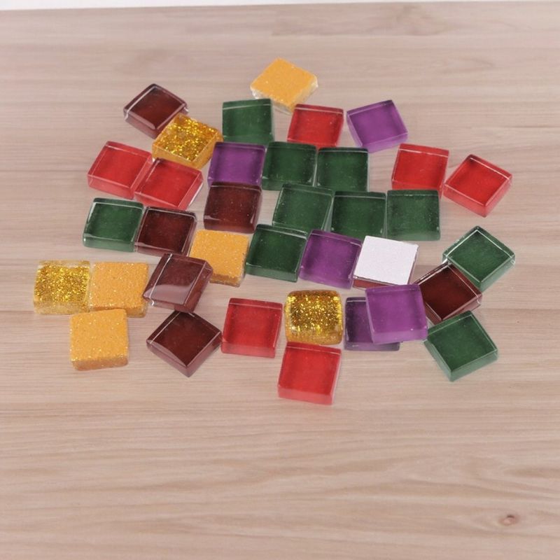 Jucarii, Copii si Bebe - Jucarii si jocuri - Jucarii & jocuri educative - Seturi de artizanat - Set 35 pietre decorative de mozaic din sticla Crisalida, 10 x 10 mm, Verde inchis - Infinity.ro