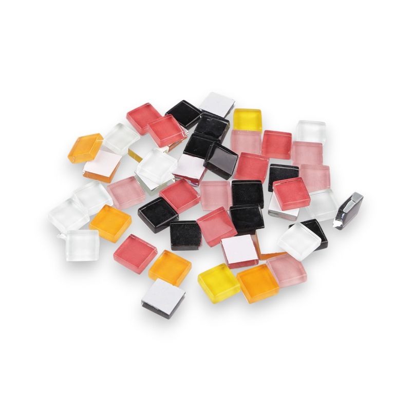 Jucarii, Copii si Bebe - Jucarii si jocuri - Jucarii & jocuri educative - Seturi de artizanat - Set 35 pietre decorative de mozaic din sticla Crisalida, 10 x 10 mm, Negru si roz - Infinity.ro