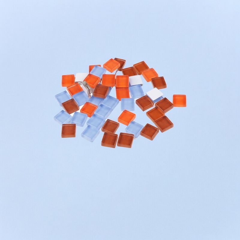 Jucarii, Copii si Bebe - Jucarii si jocuri - Jucarii & jocuri educative - Seturi de artizanat - Set 35 pietre decorative de mozaic din sticla Crisalida, 10 x 10 mm, Portocaliu si albastru - Infinity.ro