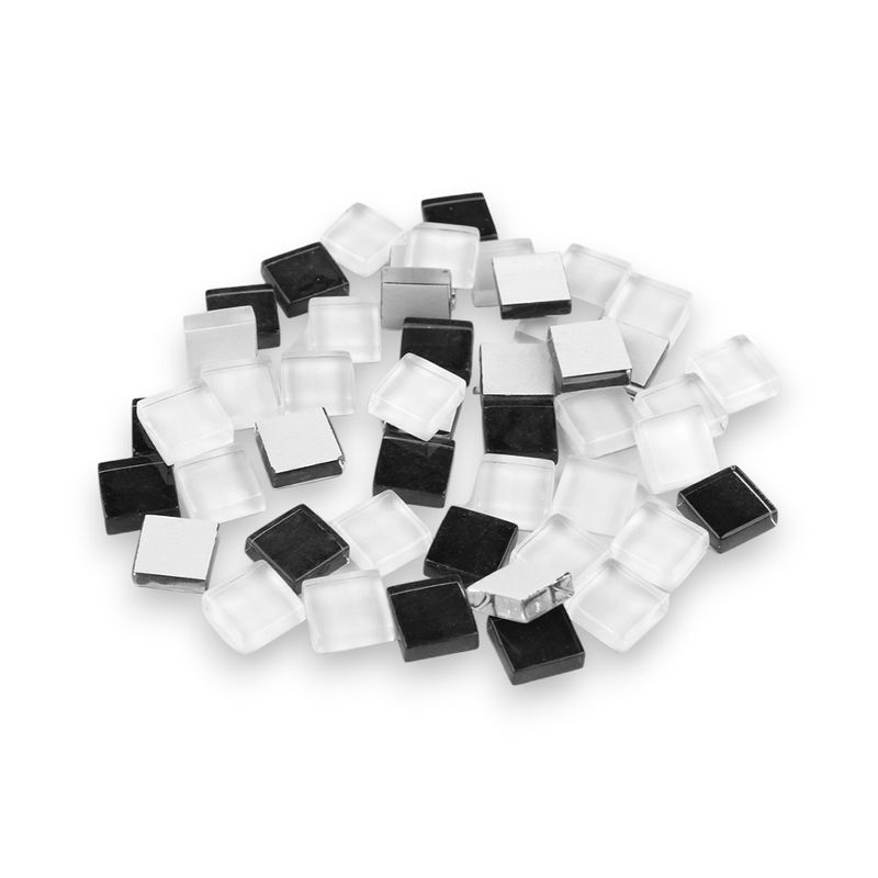 Jucarii, Copii si Bebe - Jucarii si jocuri - Jucarii & jocuri educative - Seturi de artizanat - Set 35 pietre decorative de mozaic din sticla Crisalida, 10 x 10 mm, Negru si transparent - Infinity.ro