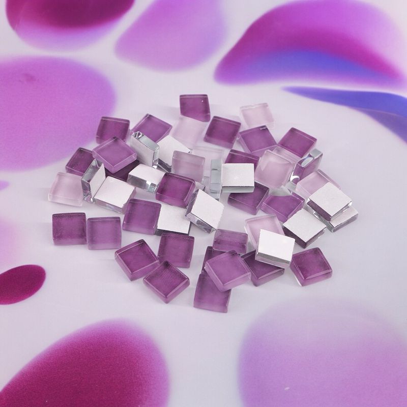 Jucarii, Copii si Bebe - Jucarii si jocuri - Jucarii & jocuri educative - Seturi de artizanat - Set 35 pietre decorative de mozaic din sticla Crisalida, 10 x 10 mm, Violet - Infinity.ro