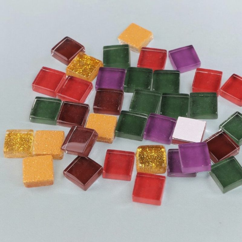 Jucarii, Copii si Bebe - Jucarii si jocuri - Jucarii & jocuri educative - Seturi de artizanat - Set 35 pietre decorative de mozaic din sticla Crisalida, 10 x 10 mm, Verde inchis - Infinity.ro