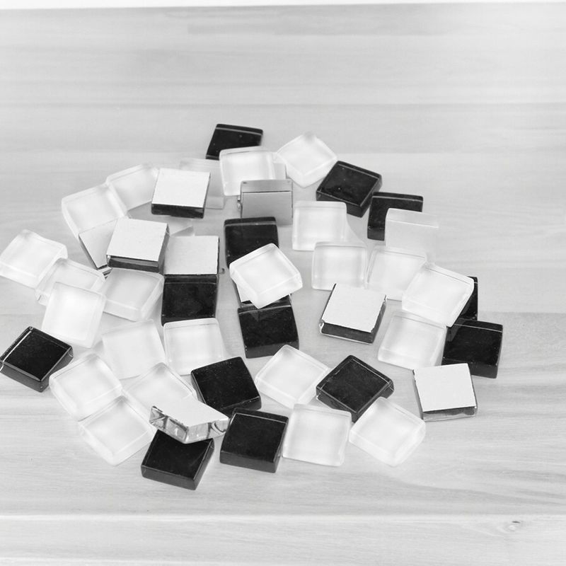 Jucarii, Copii si Bebe - Jucarii si jocuri - Jucarii & jocuri educative - Seturi de artizanat - Set 35 pietre decorative de mozaic din sticla Crisalida, 10 x 10 mm, Negru si transparent - Infinity.ro