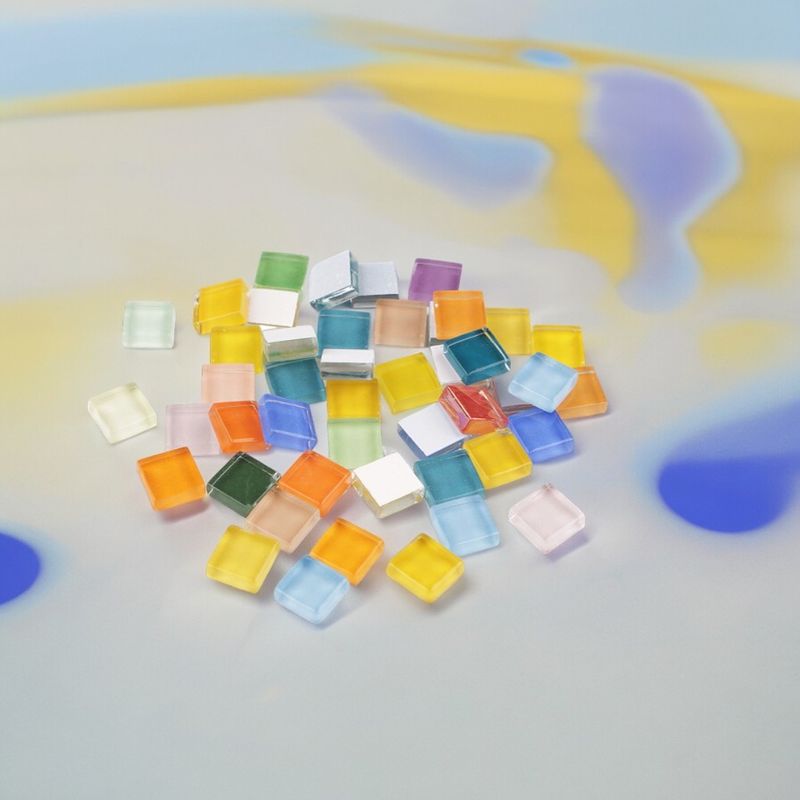 Jucarii, Copii si Bebe - Jucarii si jocuri - Jucarii & jocuri educative - Seturi de artizanat - Set 35 pietre decorative de mozaic din sticla Crisalida, 10 x 10 mm, Multicolor - Infinity.ro