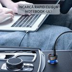 Laptop, Telefoane si Tablete - Telefoane mobile si accesorii - Accesorii Telefoane - Incarcatoare telefoane - Incarcator Auto Type-C PD65W, USB QC4.0 - Baseus (CCKX-C0G) - Transparent - Infinity.ro
