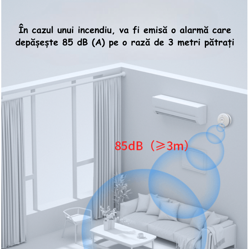 Casa si Gradina - Electrice - Smart Home - Centrale si module smart home - Detector de Fum ambrasmart Wireless pe Baterii, Aplicatie Tuya, Autonom, 85 dB, Alb, Detectare Avansata a Fumului - Infinity.ro