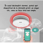 Casa si Gradina - Electrice - Smart Home - Centrale si module smart home - Detector de Fum ambrasmart Wireless pe Baterii, Aplicatie Tuya, Autonom, 85 dB, Alb, Detectare Avansata a Fumului - Infinity.ro