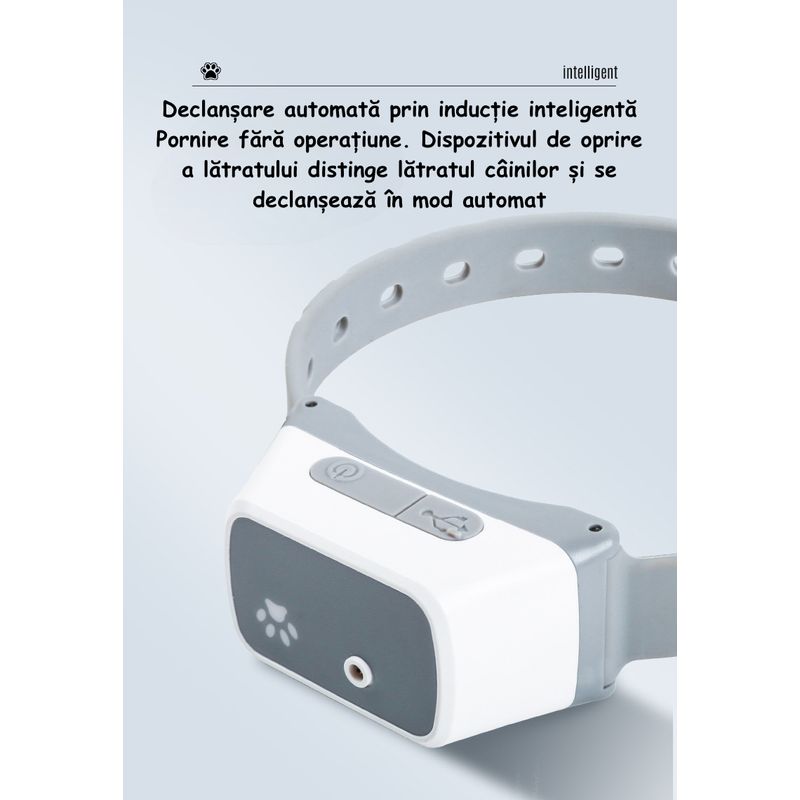 Petshop - Accesorii petshop - Zgarzi, lese si hamuri - Zgarzi - Guler Anti-latrat pentru Dresaj, Reincarcabil, Rezistent la Apa, Pentru animale de companie, Gri - Infinity.ro