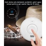 Casa si Gradina - Electrice - Smart Home - Centrale si module smart home - Detector de Fum ambrasmart Wireless pe Baterii, Aplicatie Tuya, Autonom, 85 dB, Alb, Detectare Avansata a Fumului - Infinity.ro