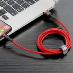 Laptop, Telefoane si Tablete - Telefoane mobile si accesorii - Accesorii Telefoane - Cabluri si adaptoare telefoane - Cablu de date Baseus, Halo Durable Nylon Braided, USB la Lightning, 3metri, 2A, Rosu - Infinity.ro