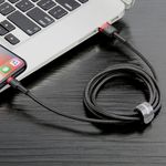Laptop, Telefoane si Tablete - Telefoane mobile si accesorii - Accesorii Telefoane - Cabluri si adaptoare telefoane - Cablu de Date USB la Lightning 2.4A, 1m - Baseus Cafule (CALKLF-B19) - Rosu Negru - Infinity.ro