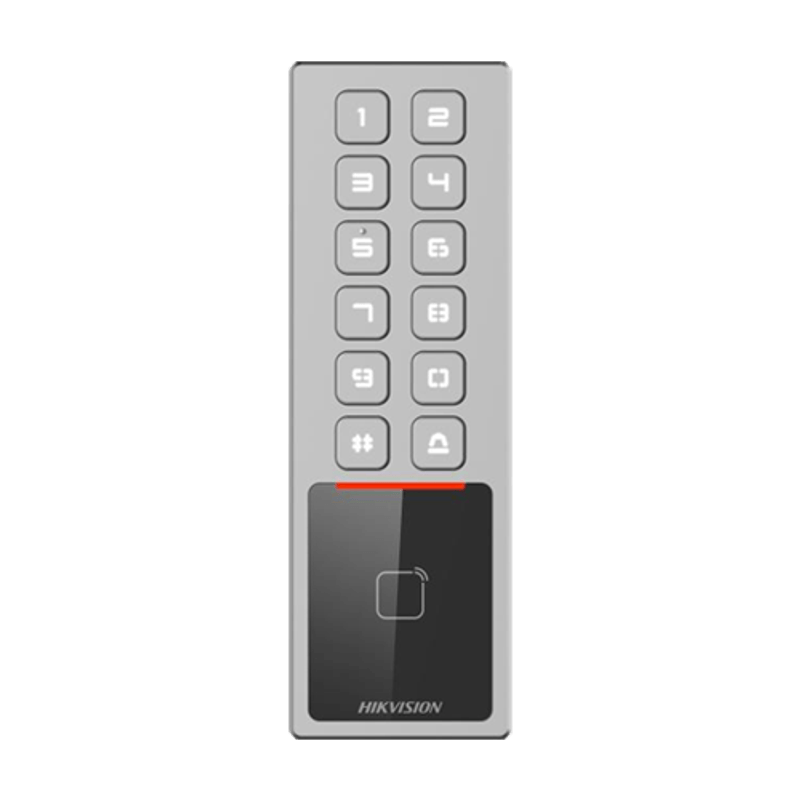 Casa si Gradina - Electrice - Smart Home - Accesorii control acces si supraveghere - Terminal control acces, PIN/Card M1, Wiegand, RS485, Alarma, IK08 - HIKVISION DS-K1T805MX - Infinity.ro