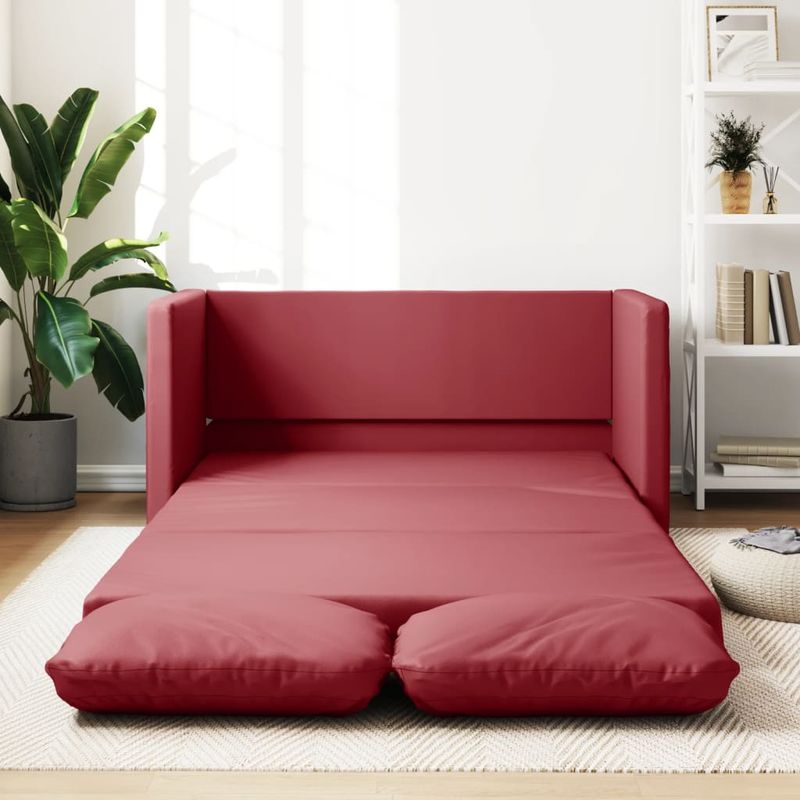 Casa si Gradina - Mobilier - Canapele si coltare - Canapele - Canapea extensibila 2 in 1, rosu vin, 112x174x55 cm piele eco - Infinity.ro