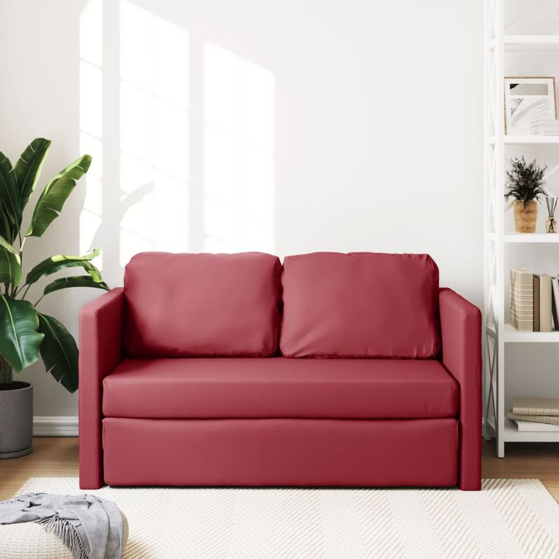 Casa si Gradina - Mobilier - Canapele si coltare - Canapele - Canapea extensibila 2 in 1, rosu vin, 112x174x55 cm piele eco - Infinity.ro