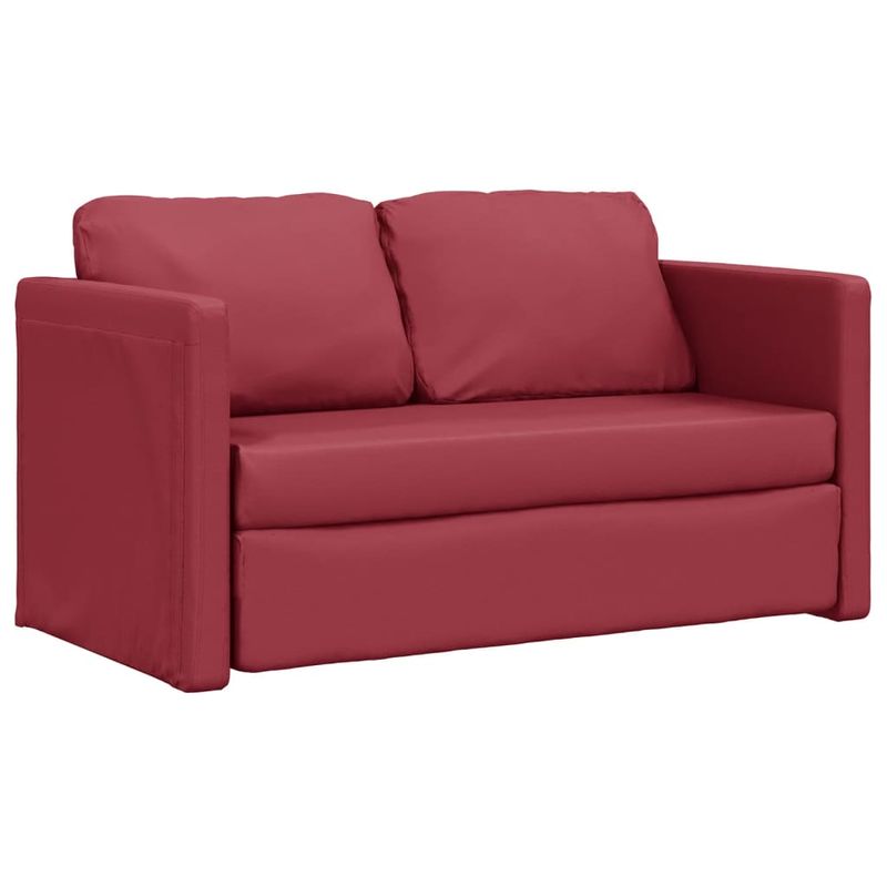 Casa si Gradina - Mobilier - Canapele si coltare - Canapele - Canapea extensibila 2 in 1, rosu vin, 112x174x55 cm piele eco - Infinity.ro