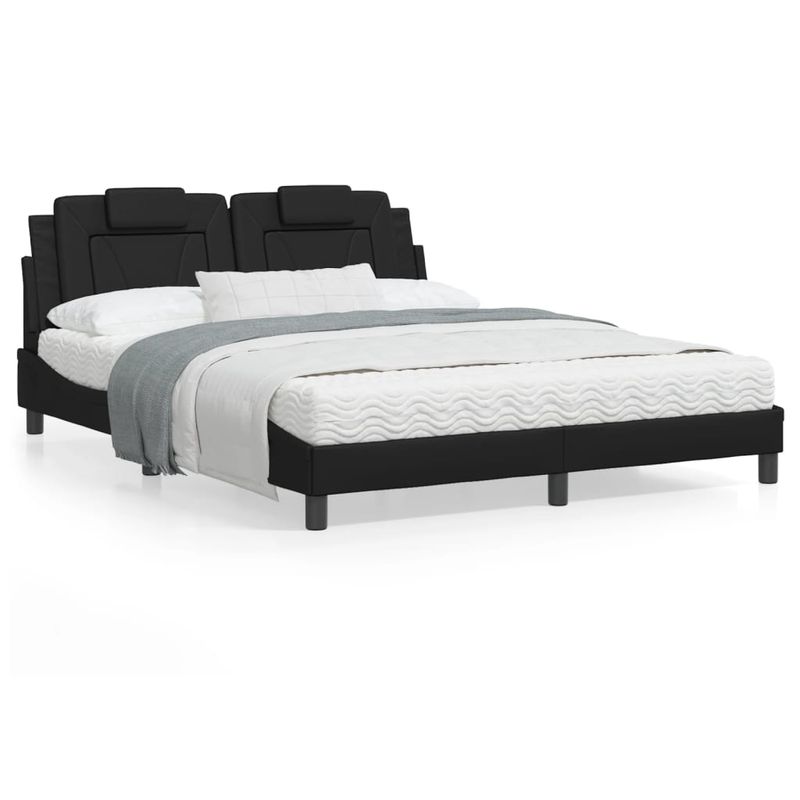Casa si Gradina - Mobilier - Paturi si accesorii - Paturi - Cadru de pat cu tablie, negru, 160x200 cm, piele ecologica - Infinity.ro