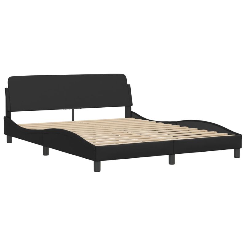 Casa si Gradina - Mobilier - Paturi si accesorii - Paturi - Cadru de pat cu tablie, negru, 160x200 cm, piele ecologica - Infinity.ro