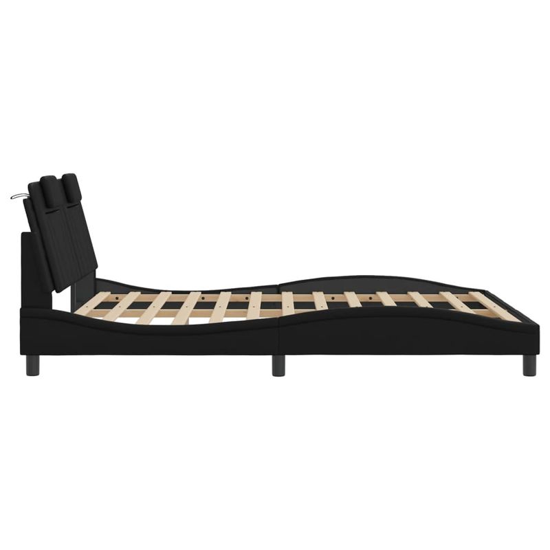 Casa si Gradina - Mobilier - Paturi si accesorii - Paturi - Cadru de pat cu tablie, negru, 160x200 cm, piele ecologica - Infinity.ro