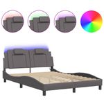 Casa si Gradina - Mobilier - Paturi si accesorii - Paturi - Cadru de pat cu lumini LED, gri, 140x200 cm, piele ecologica - Infinity.ro